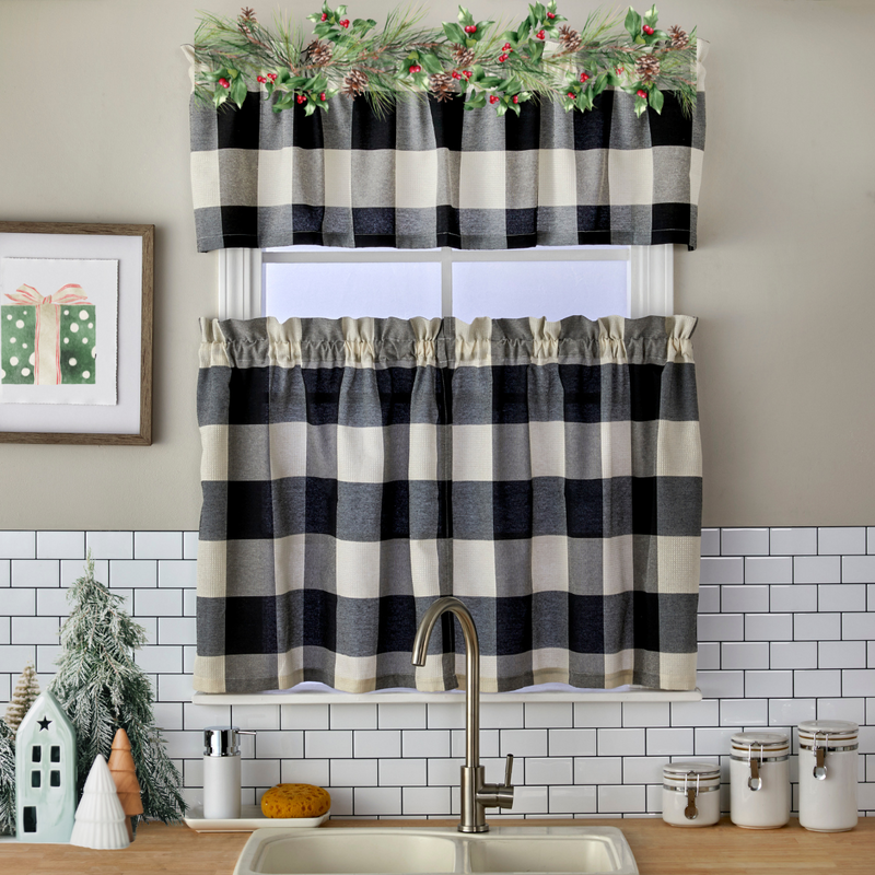 Grandin Window Valance, Black/Natural, 58" x 13"