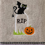 Graveyard Cat 2-Piece Hand Towel Set, Gray