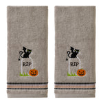 Graveyard Cat 2-Piece Hand Towel Set, Gray