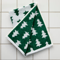 Holiday Trees Jacquard Bath Towel, Green/White