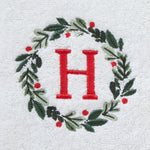 Wreath Monogram “H" 2-Piece Hand Towel Set, White