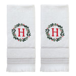 Wreath Monogram “H" 2-Piece Hand Towel Set, White