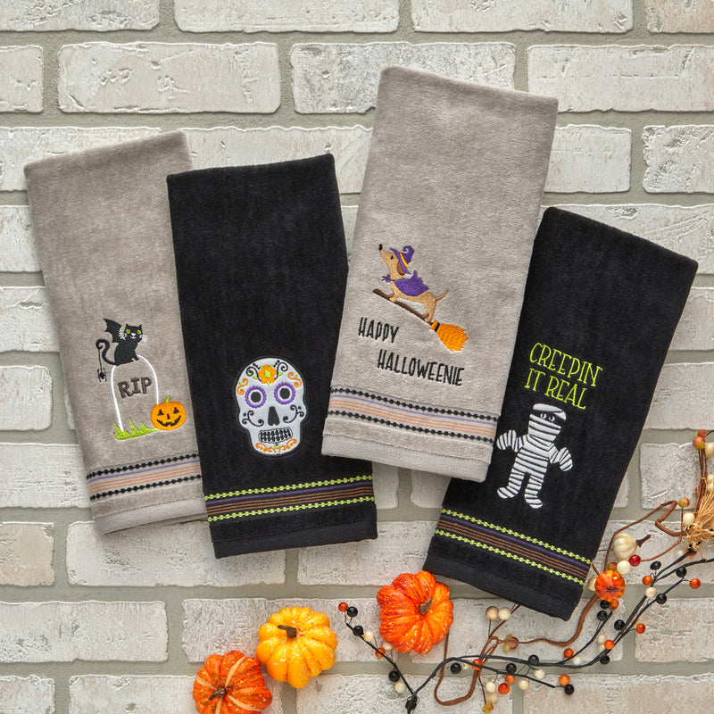 Creepin Real 2-Piece Glow-In-The-Dark Hand Towel Set, Black