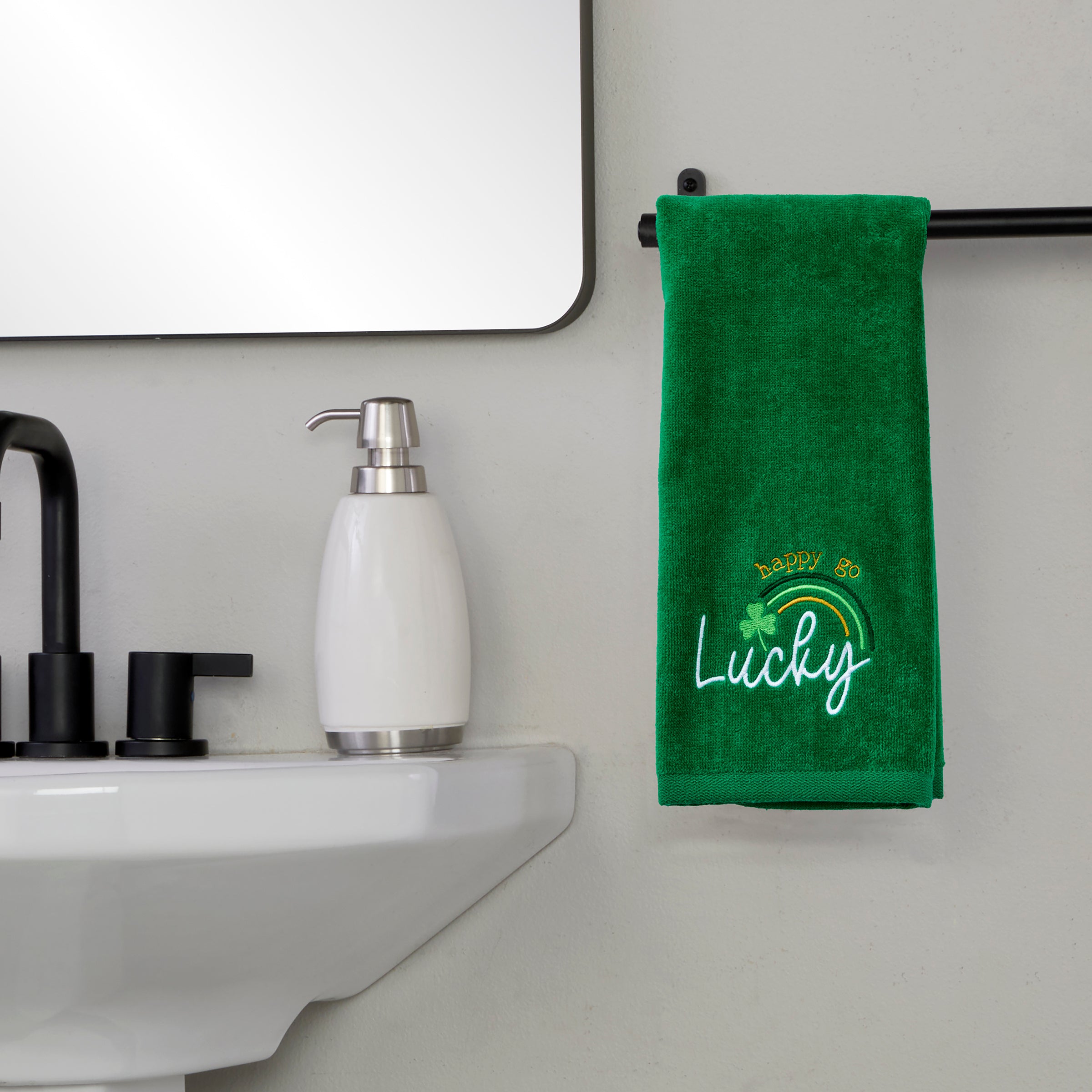 Happy Go Lucky 2-Piece Hand Towel Set, Green