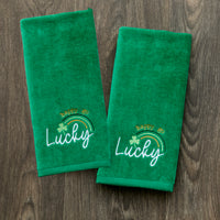 Happy Go Lucky 2-Piece Hand Towel Set, Green