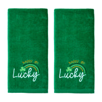 Happy Go Lucky 2-Piece Hand Towel Set, Green