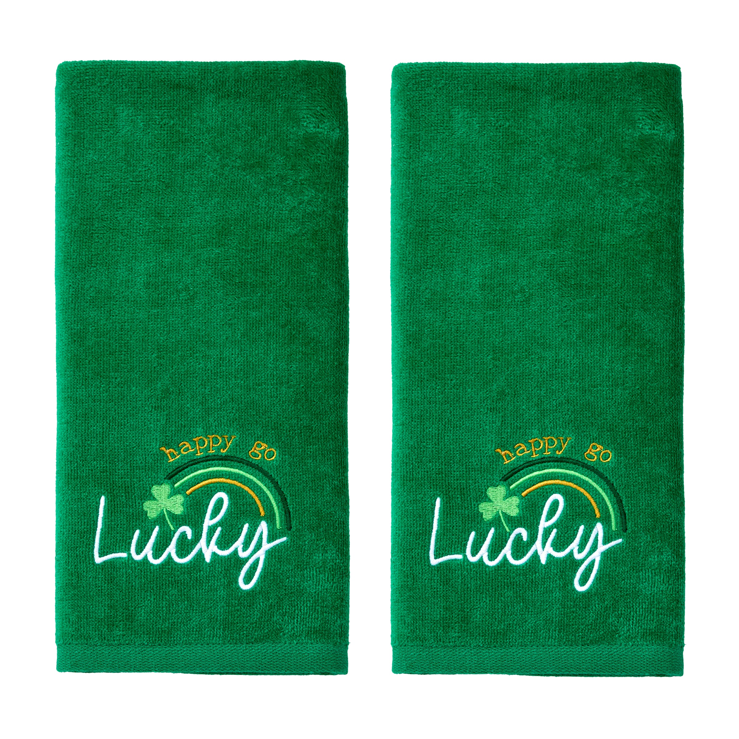 Happy Go Lucky 2-Piece Hand Towel Set, Green