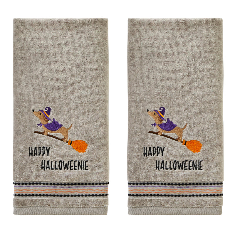 Happy Halloweenie 2-Piece Hand Towel Set, Gray