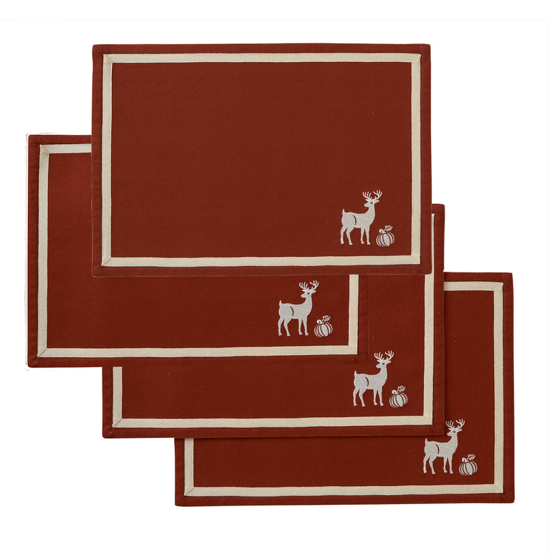 Vern Yip by SKL Home Harvest Otomi 4-Piece Placemat Set, Rust