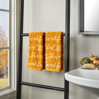 Thankful Script Jacquard 2-Piece Hand Towel Set, Curry