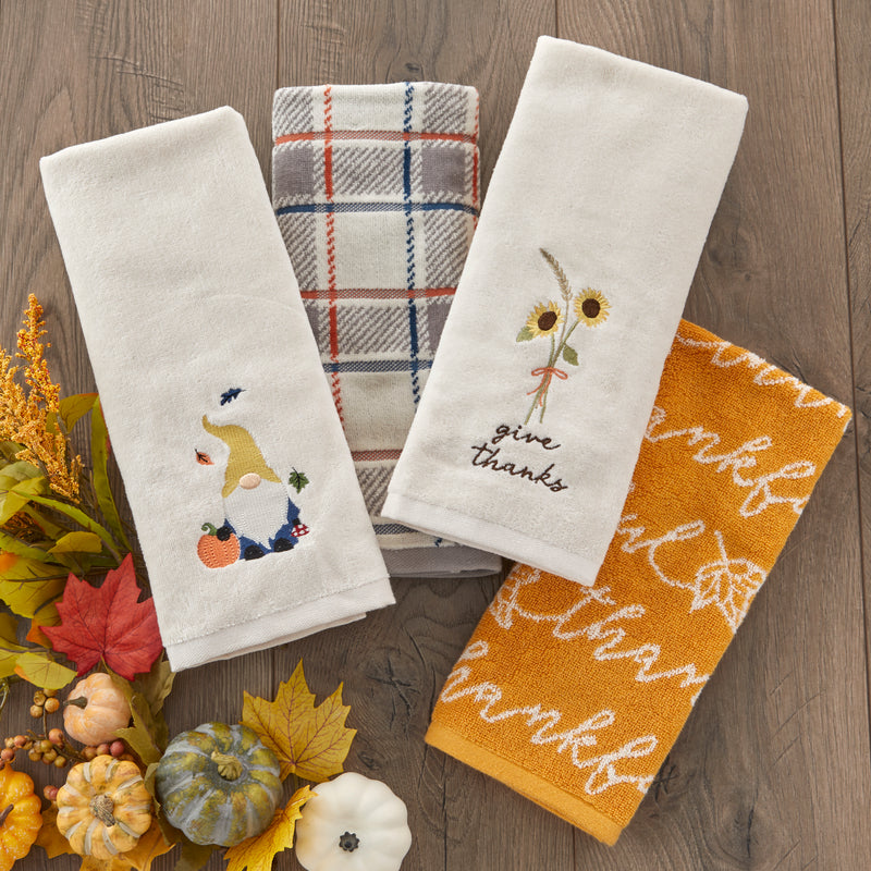 Harvest Gnome 2-Piece Hand Towel Set, Natural/Multi