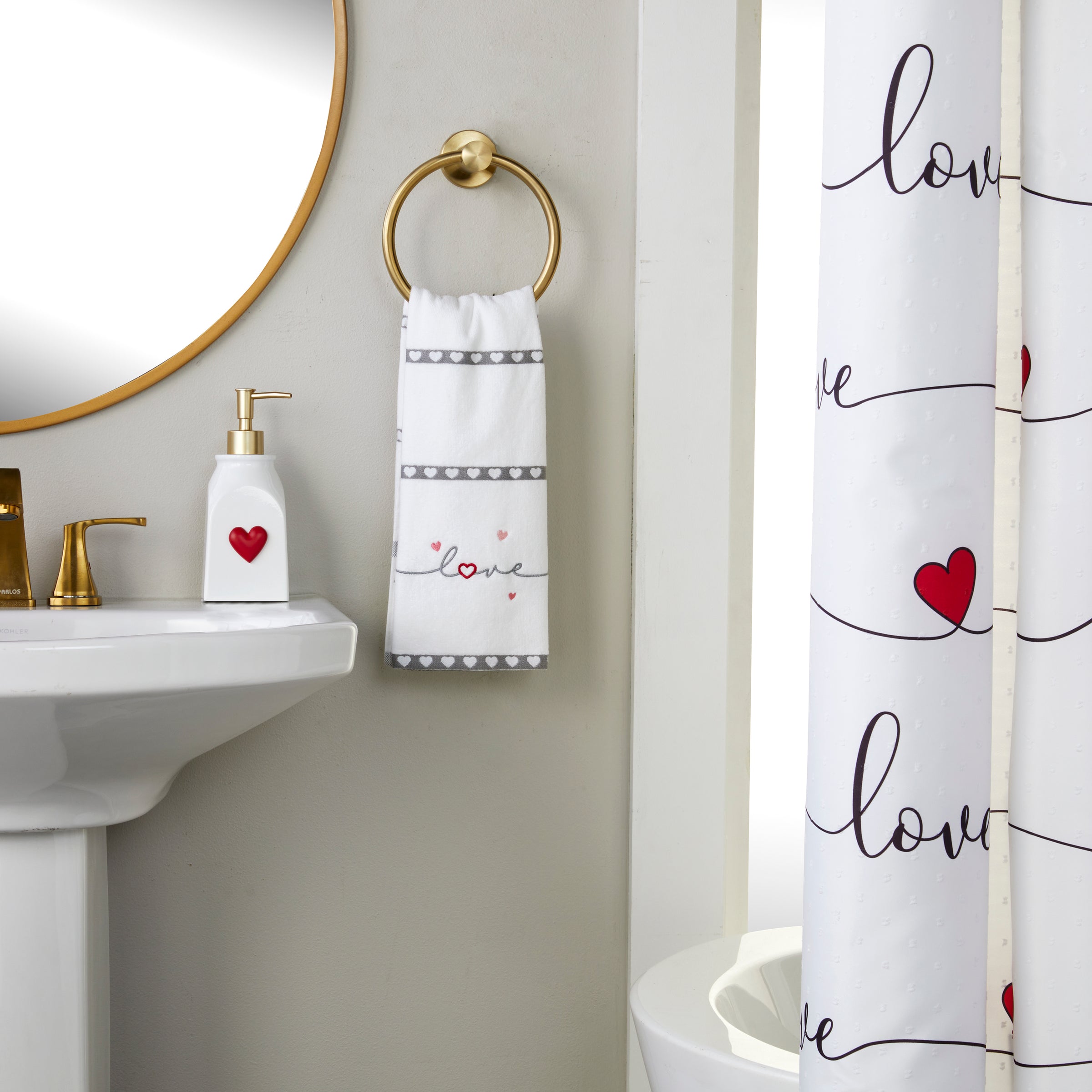 Heart In Love 2-Piece Jacquard Hand Towel Set, White
