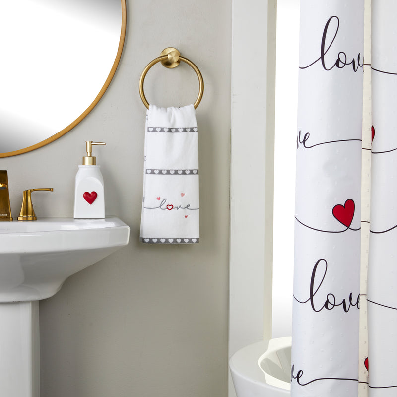 Heart In Love 2-Piece Jacquard Hand Towel Set, White