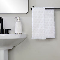 Heart Jacquard 2-Piece Hand Towel Set, White