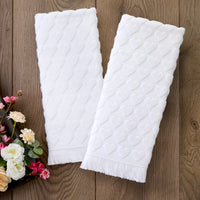 Heart Jacquard 2-Piece Hand Towel Set, White