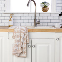 Hearts Jacquard 2-Piece Hand Towel Set, Tan