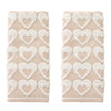 Hearts Jacquard 2-Piece Hand Towel Set, Tan