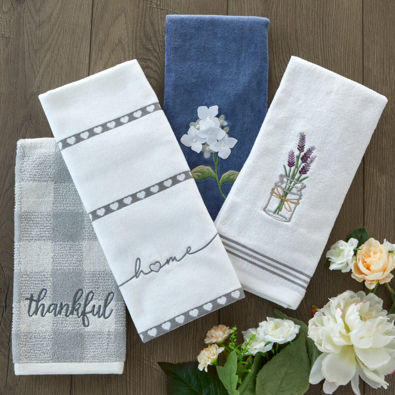 Heart In Home 2-Piece Jacquard Hand Towel Set, White