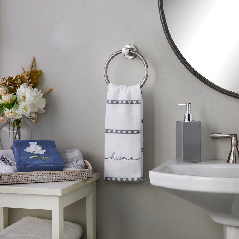 Heart In Home 2-Piece Jacquard Hand Towel Set, White