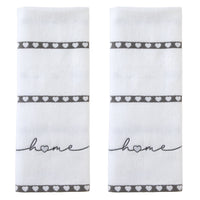 Heart In Home 2-Piece Jacquard Hand Towel Set, White