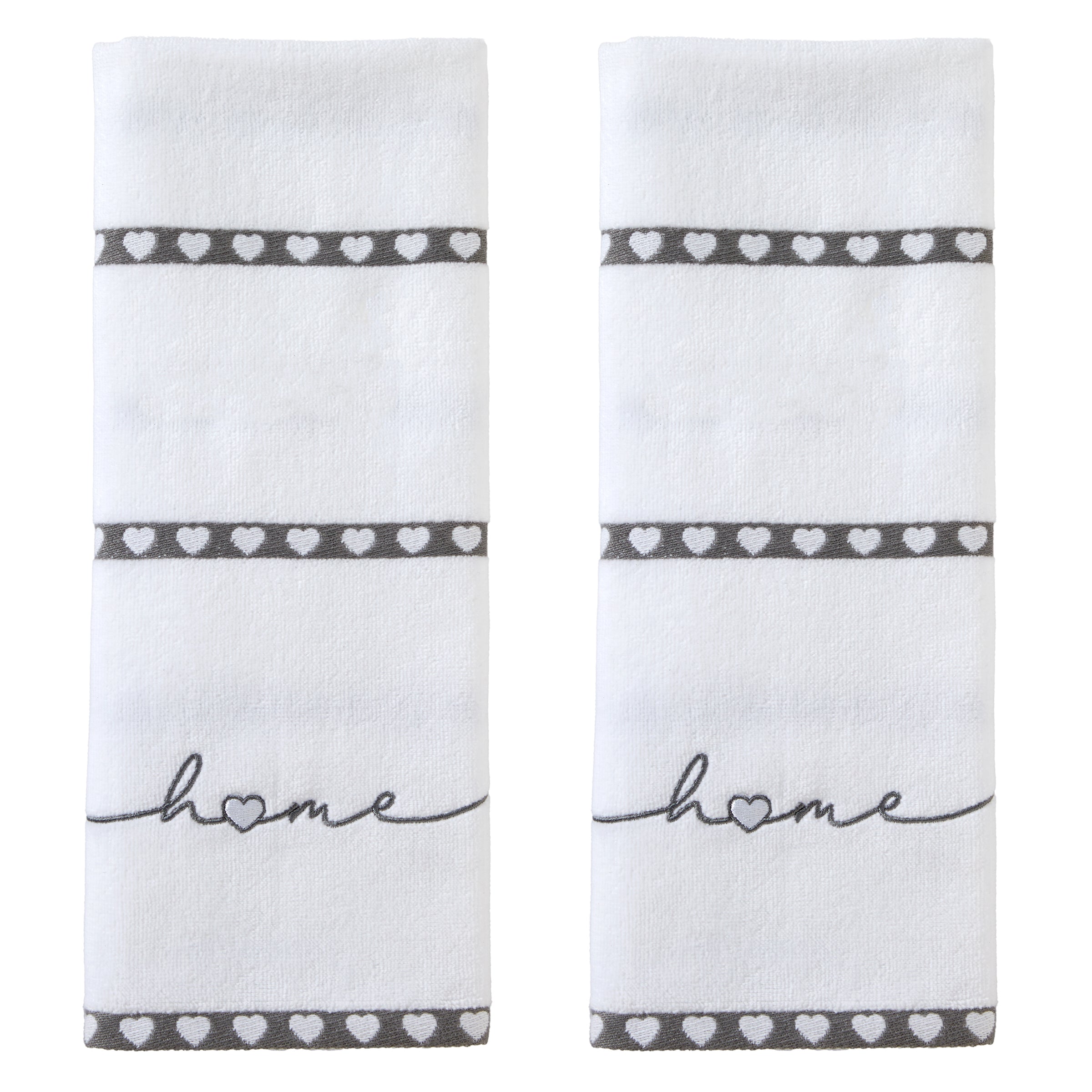 Heart In Home 2-Piece Jacquard Hand Towel Set, White