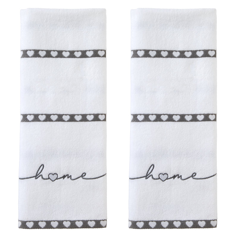 Heart In Home 2-Piece Jacquard Hand Towel Set, White