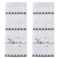 Heart In Love 2-Piece Jacquard Hand Towel Set, White