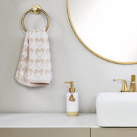 Hearts Jacquard 2-Piece Hand Towel Set, Tan