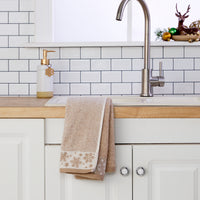 Heather Snowflake Jacquard 2-Piece Hand Towel Set, Tan