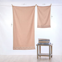 Heather Snowflake Jacquard 2-Piece Hand Towel Set, Blush