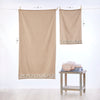 Heather Snowflake Jacquard 2-Piece Hand Towel Set, Tan