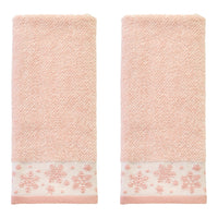 Heather Snowflake Jacquard 2-Piece Hand Towel Set, Blush