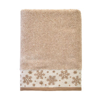 Heather Snowflake Jacquard Bath Towel, Tan