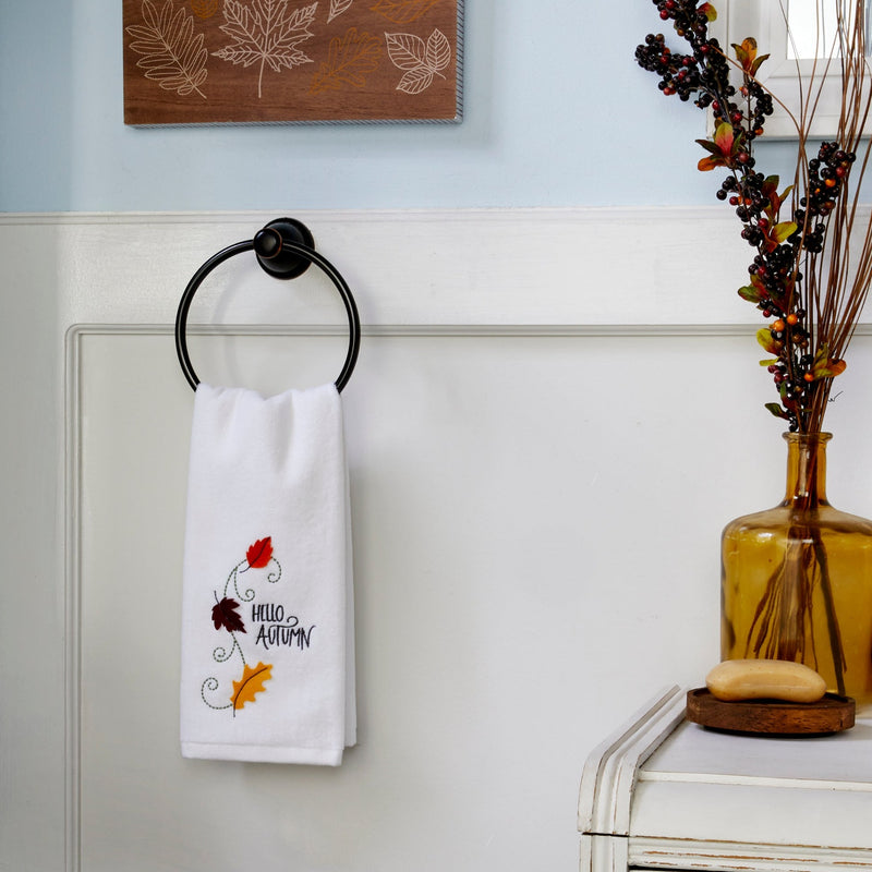 Hello Seasons 3D Embellished 4-Piece Hand Towel Set, White