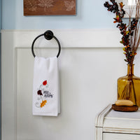 Hello Autumn Leaves 3D Appliqué  2-Piece Hand Towel Set, White