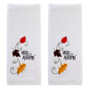 Hello Autumn Leaves 3D Appliqué  2-Piece Hand Towel Set, White