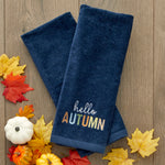 Hello Autumn 2-Piece Hand Towel Set, Navy/Multi