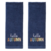 Hello Autumn 2-Piece Hand Towel Set, Navy/Multi