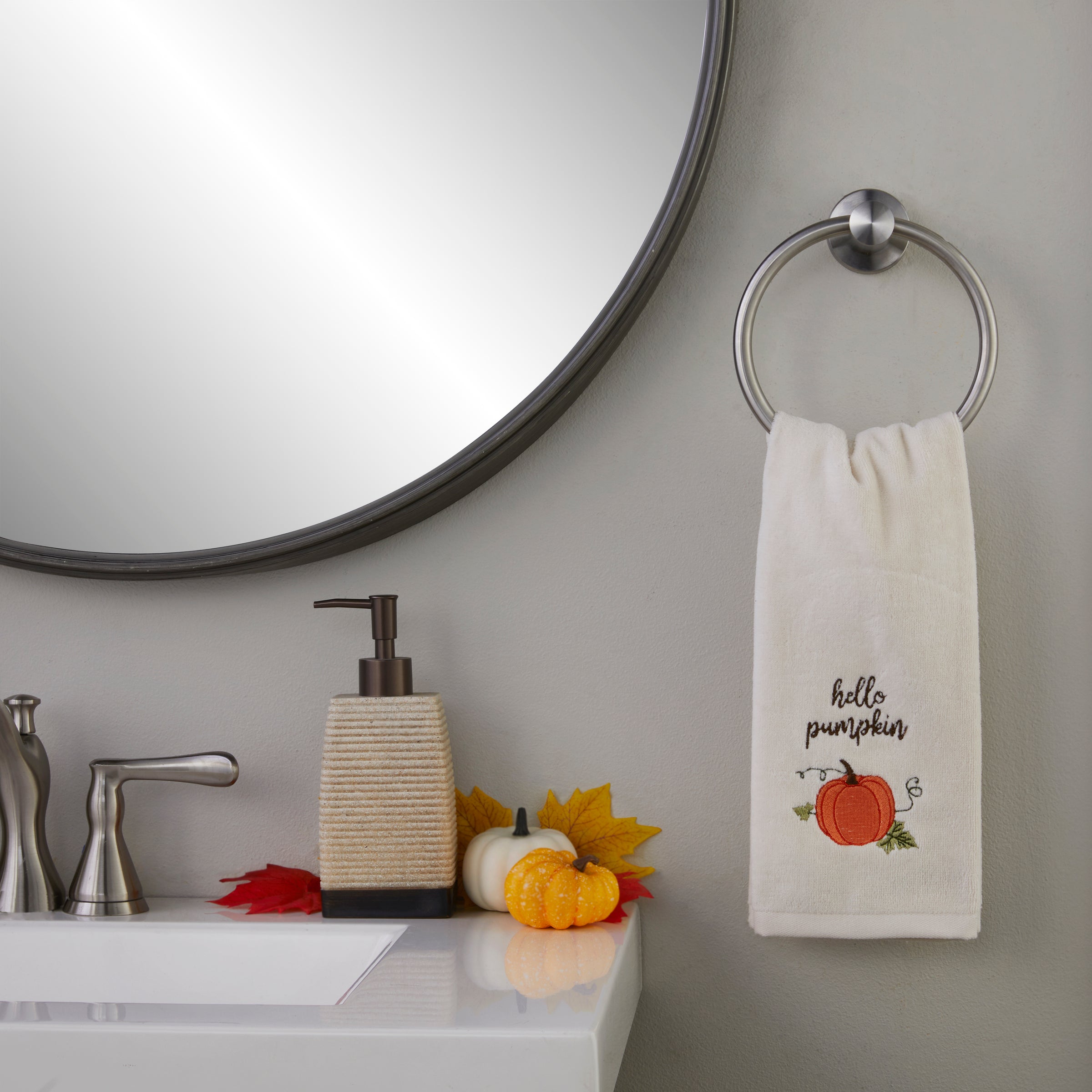 Hello Pumpkin 2-Piece Hand Towel Set, Natural