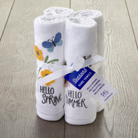 Hello Seasons 3D Embellished 4-Piece Hand Towel Set, White