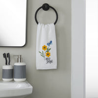Hello Spring Flowers 3D Appliqué  2-Piece Hand Towel Set, White