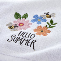 Hello Summer Bee 3D Appliqué  2-Piece Hand Towel Set, White