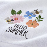 Hello Summer Bee 3D Appliqué  2-Piece Hand Towel Set, White