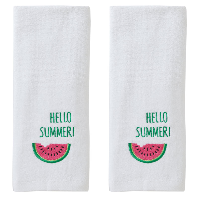 Hello Summer 2-Piece Hand Towel Set, White