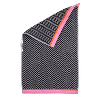 Herringbone & Border Reversible Jacquard 2-Piece Hand Towel Set, Black