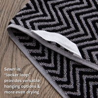 Herringbone & Border Reversible Jacquard 2-Piece Hand Towel Set, Black