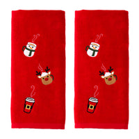 Holiday Drinks 2-Piece Hand Towel Set, Red
