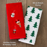 Holiday Drinks 2-Piece Hand Towel Set, Red