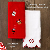 Holiday Drinks 2-Piece Hand Towel Set, Red