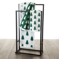 Holiday Trees Jacquard Bath Towel, Green/White